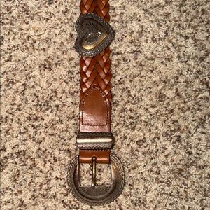 Brighton L Braided Tan Leather Women's Waist Belt with Antique Brass Accents